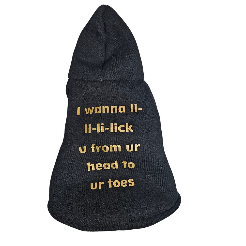 I wanna Lick U Font Ur Head to Ur Toes Dog Hooded Sweatshirt  Size Small